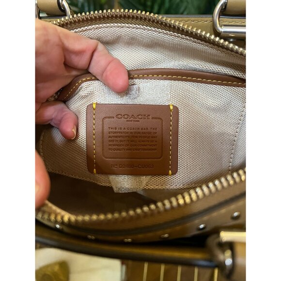 ✺ AUTHENTICATED NEW! Coach Rogue 26 Tan Suede Leather Handbag WITH COA - Picture 9 of 16